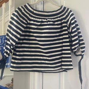Jcrew off the shoulder striped dress shirt